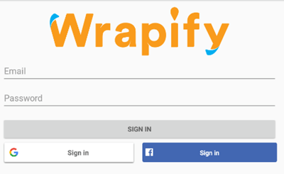 sign up form of wrapify