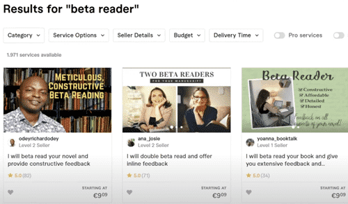 beta reader gigs on fiverr