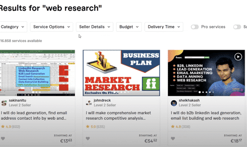 fiverr web research gigs