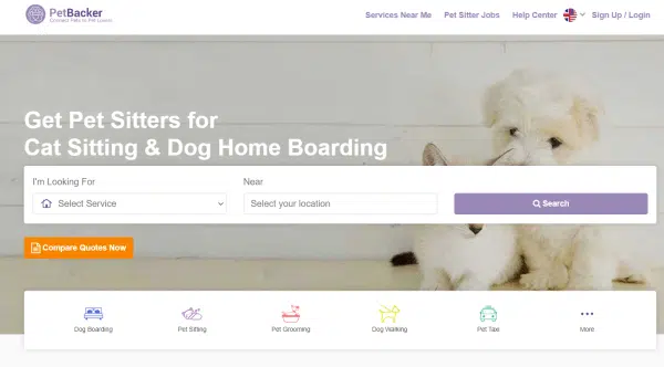 petbacker homepage