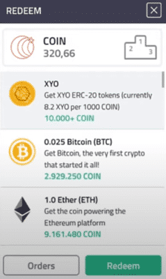 reward options of coin