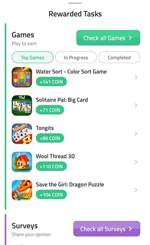rewarded tasks on coin app