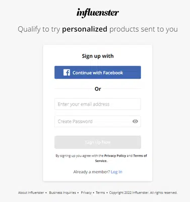 how to sign up on inlfulenster