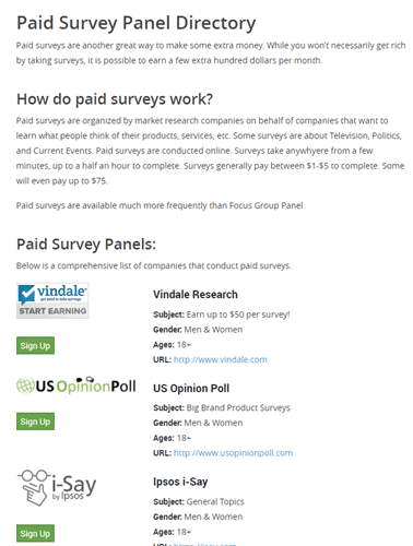 paid surveys on focus group panel