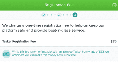 tasker registration fee