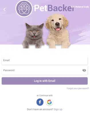 how to sign up on petbacker