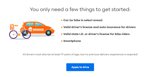 requirements to become a grubhub driver