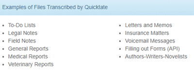 files you can transcribe on quicktate