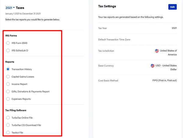 genearting tax reports on crypto com tax