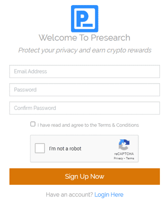 how to register on presearch