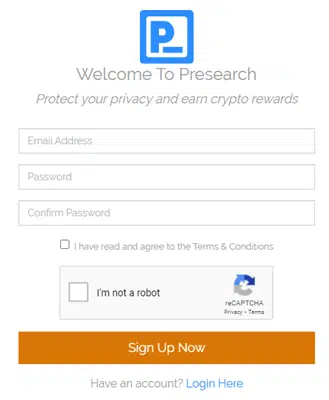 how to register on presearch