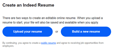 creating a resume on indeed