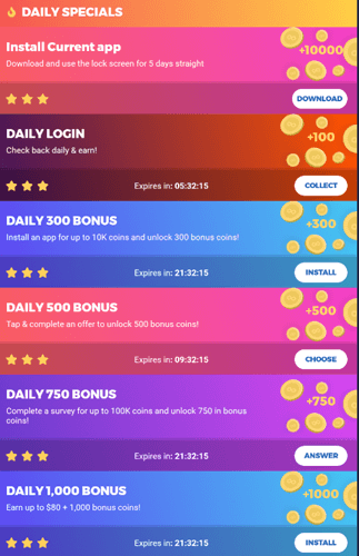 daily specials on giftloop
