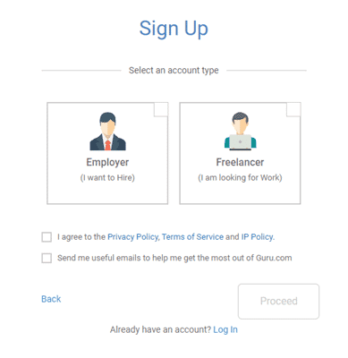 how to sign up on guru
