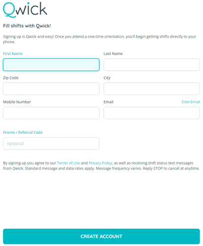 how to sign up on qwick