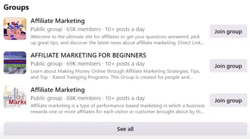 facebook groups for affiliate marketing