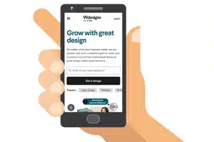 mobile version of 99designs
