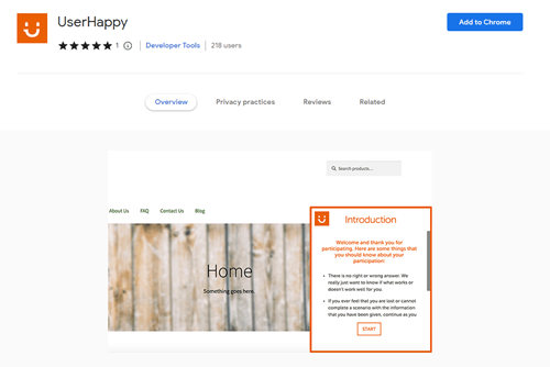 chrome extension of userhappy