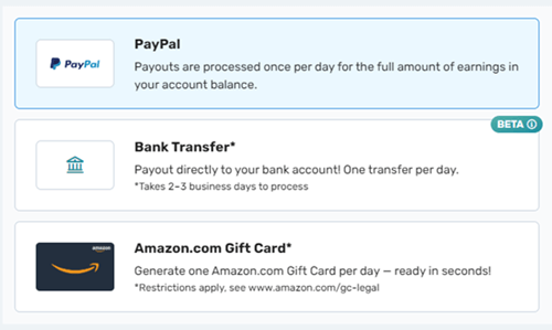 payout method of connect by cloudresearch