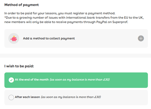 superprof payment method