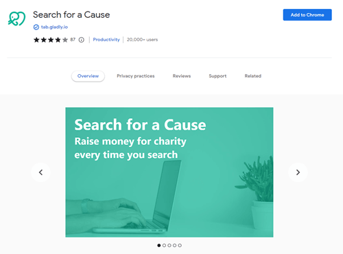 search for a cause browser extension