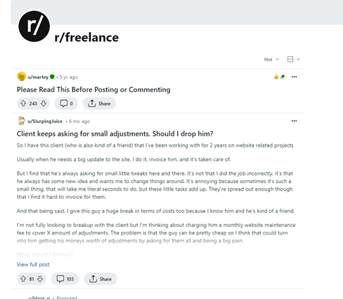 freelance subreddit