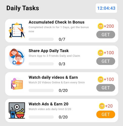 tubepay daily tasks