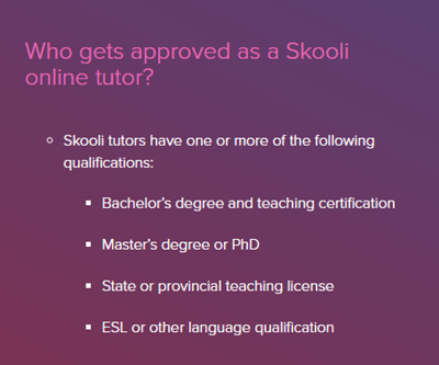 requirements to be a skooli tutor