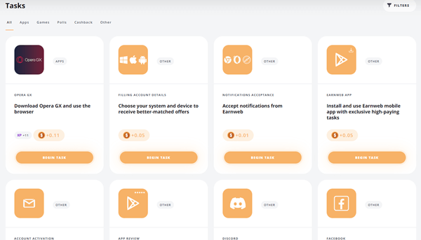 earnweb tasks