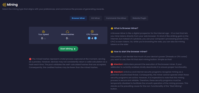 mining on autofaucet