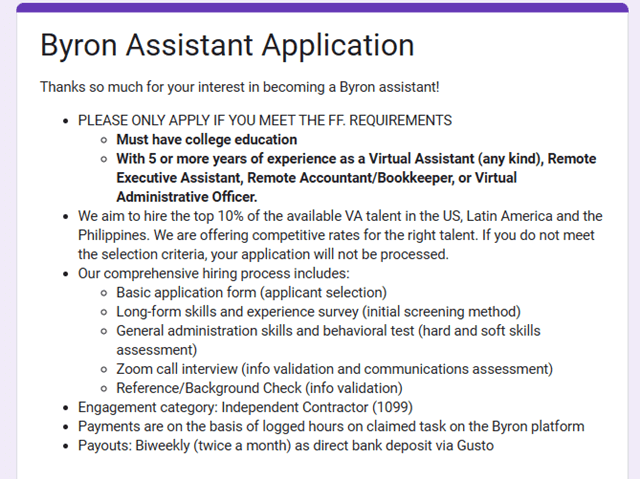 how to become a byron assistant