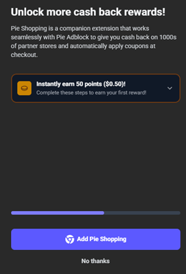 pie shopping extension
