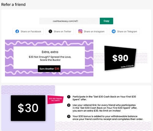referral program of cashback easy