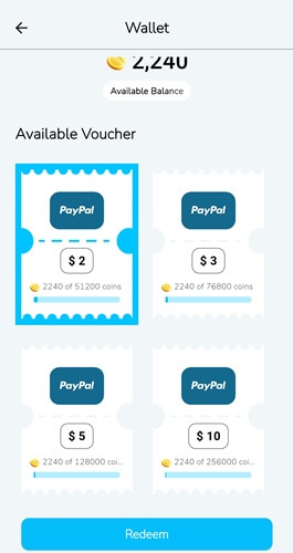 payout options of count and earn
