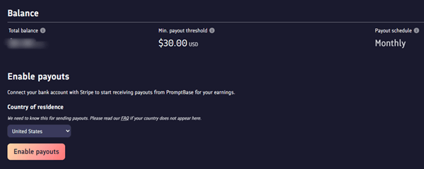promptbase payout method