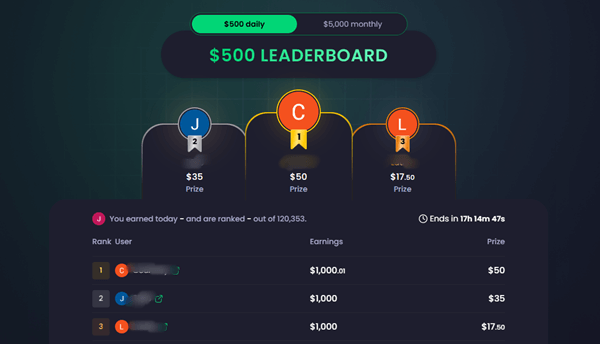 freecash leaderboard