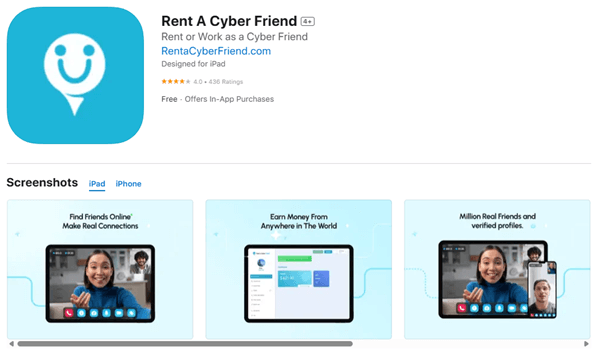 rent a cyber friend app