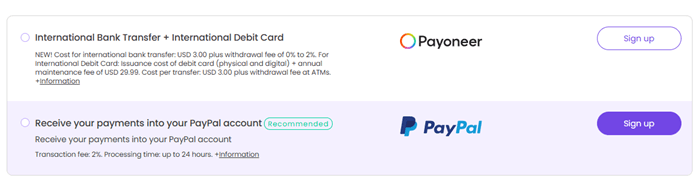 workana payout options