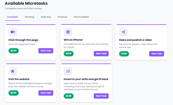 earnne micro tasks
