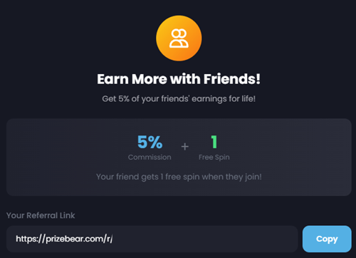 referral program of prizebear
