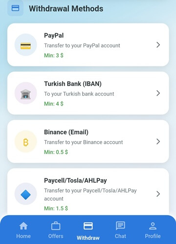 payout options of taskwin