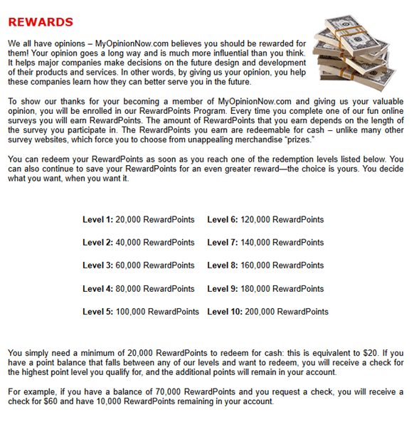 payout method of myopinionnow
