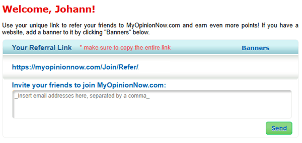 referral program of myopinionnow