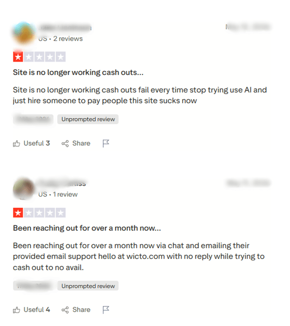 complaints about wicto
