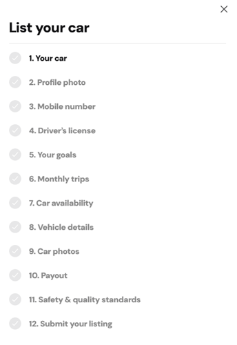 creating a listing on turo