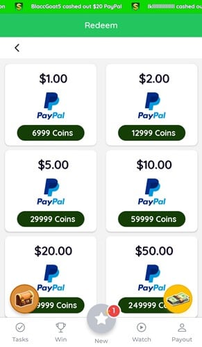 money cash payout