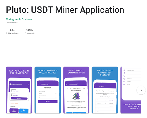 pluto usdt miner app