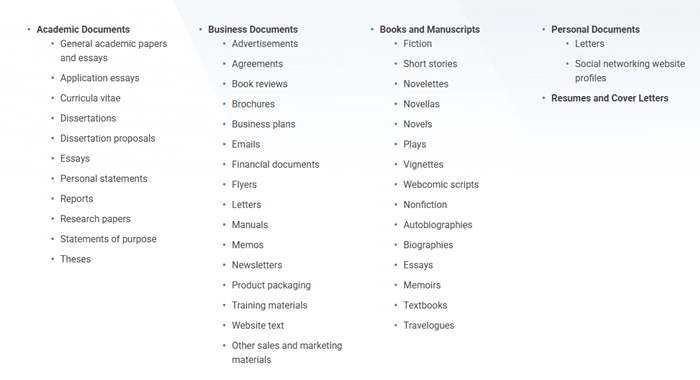 documents you have to proofread on proofreadingpal