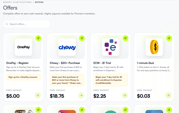 paid offers on surveyclub