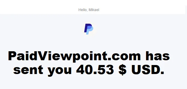 PayPal payment from PaidViewpoint to Mikael